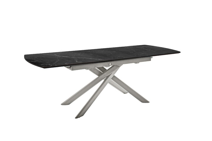 Kulissen-Esstisch >VANINO< ausziehbar 230cm, schwarz marmoriert, Keramik - 180/230x76x90cm BxHxT