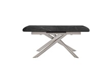 Kulissen-Esstisch >VANINO< ausziehbar 230cm, schwarz marmoriert, Keramik - 180/230x76x90cm BxHxT
