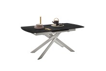 Kulissen-Esstisch >VANINO< ausziehbar 230cm, schwarz marmoriert, Keramik - 180/230x76x90cm BxHxT