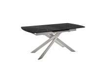 Kulissen-Esstisch >VANINO< ausziehbar 230cm, schwarz marmoriert, Keramik - 180/230x76x90cm BxHxT