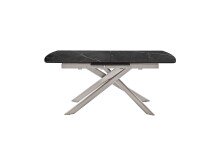 Kulissen-Esstisch >VANINO< ausziehbar 230cm, schwarz marmoriert, Keramik - 180/230x76x90cm BxHxT