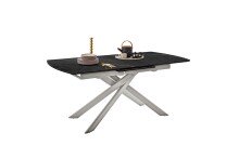 Kulissen-Esstisch >VANINO< ausziehbar 230cm, schwarz marmoriert, Keramik - 180/230x76x90cm BxHxT