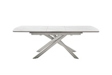 Kulissen-Esstisch >VANINO< ausziehbar 230cm, weiß marmoriert, Keramik - 180/230x76x90cm (BxHxT)