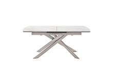 Kulissen-Esstisch >VANINO< ausziehbar 230cm, weiß marmoriert, Keramik - 180/230x76x90cm (BxHxT)