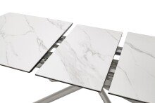 Kulissen-Esstisch >VANINO< ausziehbar 230cm, weiß marmoriert, Keramik - 180/230x76x90cm (BxHxT)