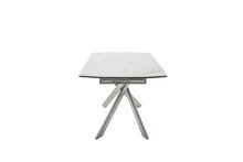 Kulissen-Esstisch >VANINO< ausziehbar 230cm, weiß marmoriert, Keramik - 180/230x76x90cm (BxHxT)