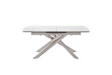 Kulissen-Esstisch >VANINO< ausziehbar 230cm, weiß marmoriert, Keramik - 180/230x76x90cm (BxHxT)