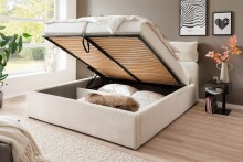 Stauraumbett >Malindi< Liegefläche 180x200 cm, in Beige - 196x120x233cm (BxHxT)