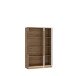 Stauraumvitrine >ATTENTION< mit LED, Eiche Dekor / Weiß gloss - 89,9x139,6x34,3 (BxHxT)
