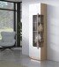 Vitrine >ATTENTION< 5 Böden, Riviera Eiche Dekor / Weiß Gloss - 60,2x210x34,3cm (BxHxT)