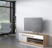 Lowboard >ATTENTION< LED, 1 Tür, 1 Schub, Eiche Dekor / Weiß Gloss - 159,9x50x41,5cm BxHxT