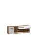 Lowboard >ATTENTION< LED, 1 Tür, 1 Schub, Eiche Dekor / Weiß Gloss - 159,9x50x41,5cm BxHxT