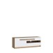 Lowboard >ATTENTION< LED, 1 Tür, 2 Schübe, Eiche Dekor / Weiß Gloss - 139,9x50x41,5cm BxHxT