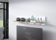 Wandboard >ATTENTION< in Riviera Eiche / Weiß Gloss - 140x29x24cm (BxHxT)