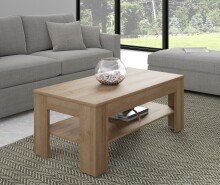 Couchtisch >ATTENTION< 1 Ablageboden, Riviera Eiche Dekor - 110x45,5x60cm (BxHxT)