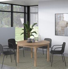 Kulissen-Esstisch >ATTENTION< rund, ausziehbar 165cm, Riviera Eiche Dekor - 78,1/165x130cm (HxD)