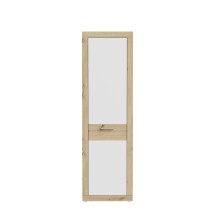 Garderobenschrank >BACCIO< 1 Tür, Stange, Weiss/ Artisan Eiche Dekor - 58,3x196,8x33,8cm (BxHxT)