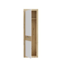 Garderobenschrank >BACCIO< 1 Tür, Stange, Weiss/ Artisan Eiche Dekor - 58,3x196,8x33,8cm (BxHxT)