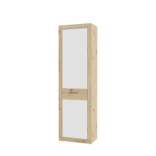 Garderobenschrank >BACCIO< 1 Tür, Stange, Weiss/ Artisan Eiche Dekor - 58,3x196,8x33,8cm (BxHxT)