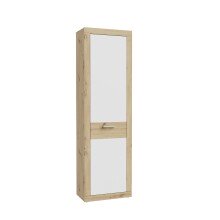 Garderobenschrank >BACCIO< 1 Tür, Stange, Weiss/ Artisan Eiche Dekor - 58,3x196,8x33,8cm (BxHxT)