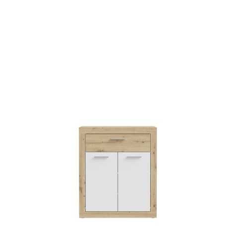 Schuhkommode >BACCIO< 2 Türen, 1 Schub, Weiss/ Artisan Eiche Dekor - 83x98,2x33,8cm (BxHxT)