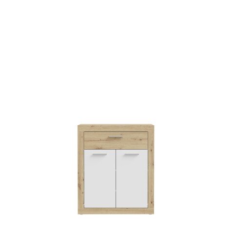Schuhkommode >BACCIO< 2 Türen, 1 Schub, Weiss/ Artisan Eiche Dekor - 83x98,2x33,8cm (BxHxT)