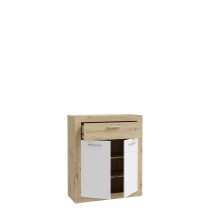 Schuhkommode >BACCIO< 2 Türen, 1 Schub, Weiss/ Artisan Eiche Dekor - 83x98,2x33,8cm (BxHxT)