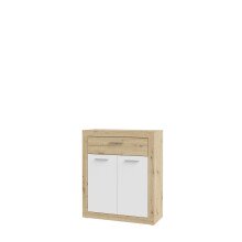 Schuhkommode >BACCIO< 2 Türen, 1 Schub, Weiss/ Artisan Eiche Dekor - 83x98,2x33,8cm (BxHxT)