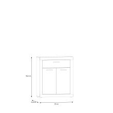 Schuhkommode >BACCIO< 2 Türen, 1 Schub, Weiss/ Artisan Eiche Dekor - 83x98,2x33,8cm (BxHxT)