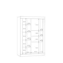 Stauraumvitrine >LEFKADAS< 2 Türen, 7 Böden, Weiss/ Mauvella Eiche Dekor - 101x151,2x41,4cm BxHxT