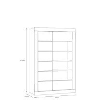 Stauraumvitrine >LEFKADAS< 2 Türen, 7 Böden, Weiss/ Mauvella Eiche Dekor - 101x151,2x41,4cm BxHxT