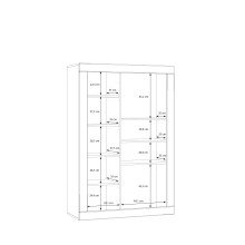 Stauraumvitrine >LEFKADAS< 2 Türen, 7 Böden, Weiss/ Mauvella Eiche Dekor - 101x151,2x41,4cm BxHxT