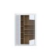 Stauraumvitrine >LEFKADAS< 2 Türen, 7 Böden, Weiss/ Mauvella Eiche Dekor - 101x151,2x41,4cm BxHxT