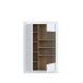 Stauraumvitrine >LEFKADAS< 2 Türen, 7 Böden, Weiss/ Mauvella Eiche Dekor - 101x151,2x41,4cm BxHxT
