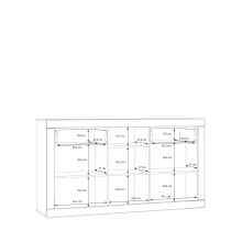 Sideboard >LEFKADAS< 3 Türen, 2 Schübe, Weiss/ Mauvella Eiche - 170,7x93,5x41,4cm (BxHxT)