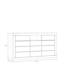 Sideboard >LEFKADAS< 3 Türen, 2 Schübe, Weiss/ Mauvella Eiche - 170,7x93,5x41,4cm (BxHxT)