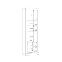 Stauraumvitrine >LEFKADAS< 2 Schübe, 3 Böden, Weiss/Mauvella Eiche Dekor - 61,3x196x41,4cm BxHxT