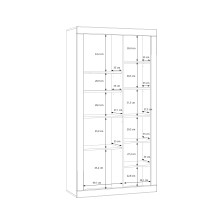 Stauraumvitrine >LEFKADAS< 2 Türen, 9 Böden, Weiss / Mauvella Eiche Dekor - 101x196x41,4cm BxHxT