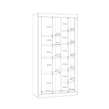 Stauraumvitrine >LEFKADAS< 2 Türen, 9 Böden, Weiss / Mauvella Eiche Dekor - 101x196x41,4cm BxHxT