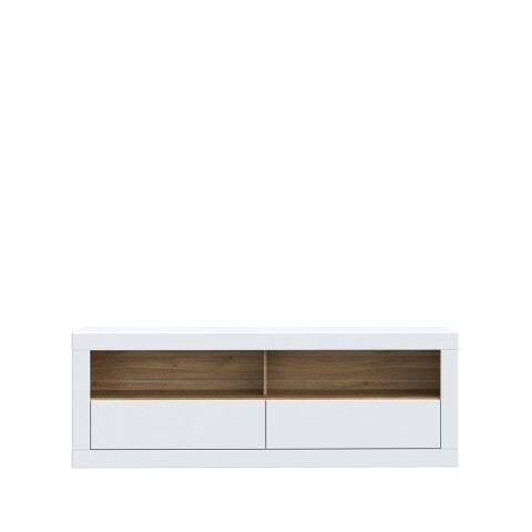 Lowboard >LEFKADAS< 2 Schübe, Weiss / Mauvella Eiche Dekor - 175,4x61,6x41,4cm (BxHxT)