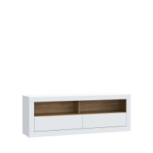 Lowboard >LEFKADAS< 2 Schübe, Weiss / Mauvella Eiche Dekor - 175,4x61,6x41,4cm (BxHxT)