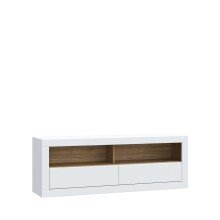 Lowboard >LEFKADAS< 2 Schübe, Weiss / Mauvella Eiche Dekor - 175,4x61,6x41,4cm (BxHxT)