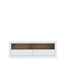 Lowboard >LEFKADAS< 2 Schübe, Weiss / Mauvella Eiche Dekor - 175,4x61,6x41,4cm (BxHxT)