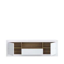 Lowboard >LEFKADAS< 2 Türen, 1 Schub, Weiss/Mauvella Eiche Dekor - 195,4x61,6x41,4cm BxHxT
