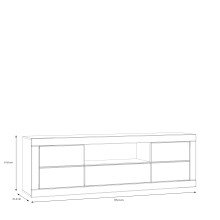 Lowboard >LEFKADAS< 2 Türen, 1 Schub, Weiss/Mauvella Eiche Dekor - 195,4x61,6x41,4cm BxHxT