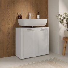 Waschbeckenunterschrank >LOKKO< 2 Türen, in Weiss - 69,9x62,5x31,3cm (BxHxT)