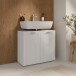 Waschbeckenunterschrank >LOKKO< 2 Türen, in Weiss - 69,9x62,5x31,3cm (BxHxT)