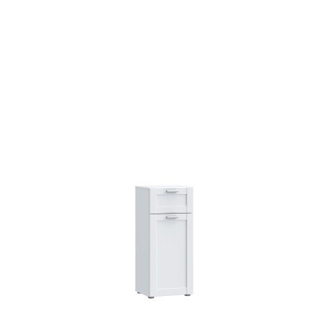 Badkommode >LOKKO< 1 Tür, 1 Schublade, in Weiss - 35,2x81,7x31,3cm (BxHxT)