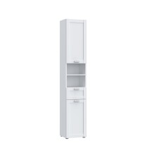 Seitenschrank >LOKKO< 2 Türen, 1 Schub, 2 Fächer, Weiss - 35,2x190,5x31,3cm (BxHxT)