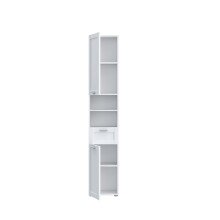 Seitenschrank >LOKKO< 2 Türen, 1 Schub, 2 Fächer, Weiss - 35,2x190,5x31,3cm (BxHxT)